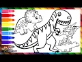 Drawing and Coloring 5 Dinosaurs T-REX and More Drawings for Kids