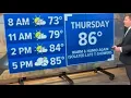 Warm humid again Thursday stray t-showers