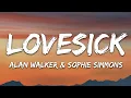 Alan Walker \u0026 Sophie Simmons - Lovesick (Lyrics)
