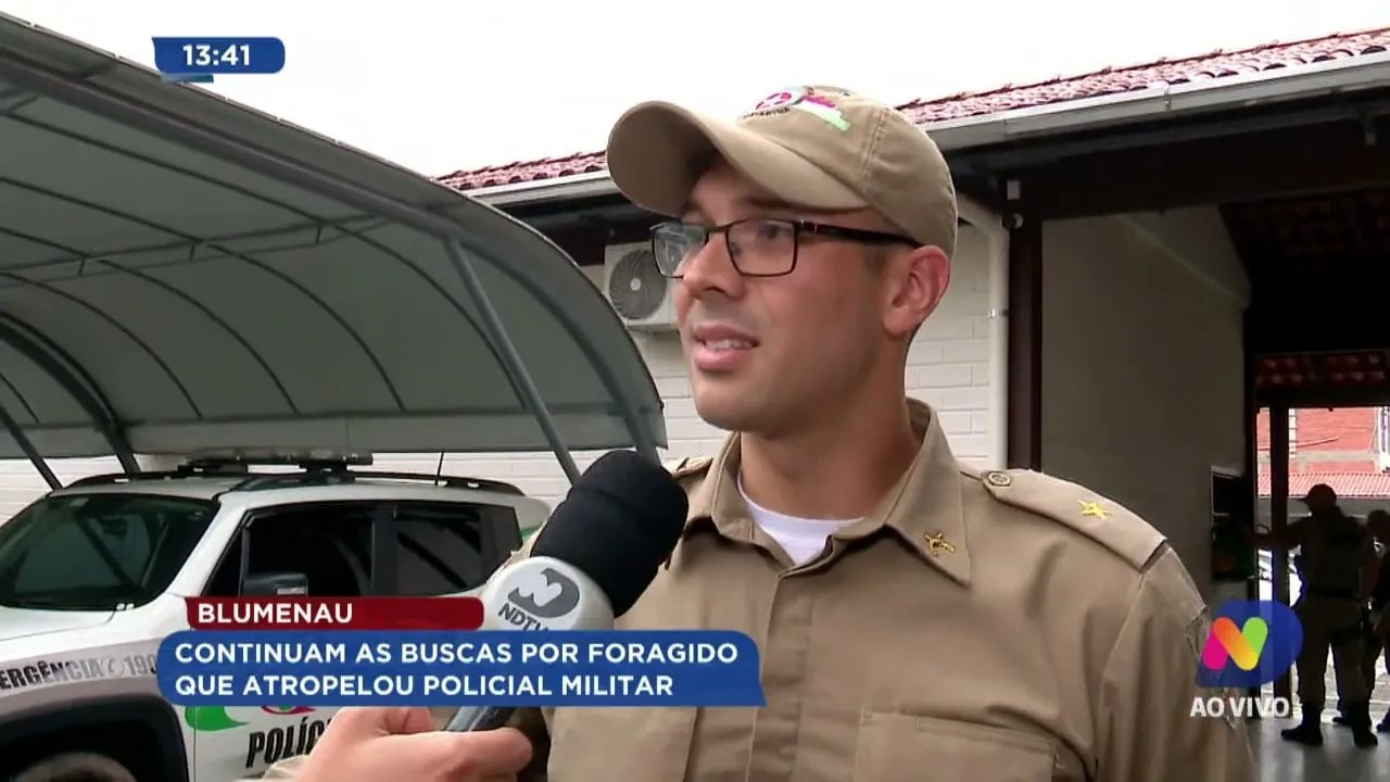 Blumenau: continuam as buscas por foragido que atropelou policial militar