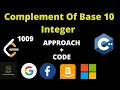 Complement of Base 10 Integer LeetCode Leetcode 1009 Leetcode October Challenge