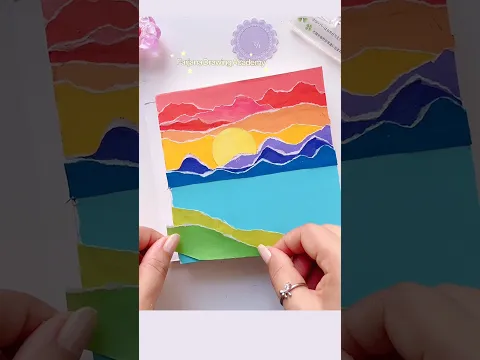 Torn paper landscape art #art #satisfying #shorts