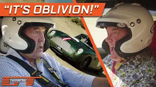 james may races clarkson on the steepest banked track in europe the grand tour