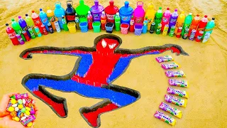 How to make Rainbow Spiderman with Orbeez Big Fanta Monster Coca-Cola vs Mentos Popular Sodas