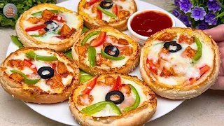 Cheesy Chicken Bread Pizza| Kid's Special lunchbox Recipe | Party Snacks Recipe