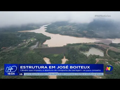 Estrutura em José Boiteux: cilindro que impediu a abertura de comporta da barragem vai para conserto