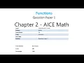 Chapter 2 Functions - AICE Math 1 Past exam questions