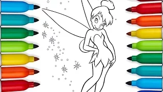 How to Color Disney TINKER BELL Coloring Page For Kids Colouring Markers