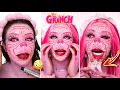 PINK GRINCH Transformation Full Glam Shocking Makeup Removal