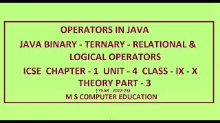 JAVA BINARY - TERNARY