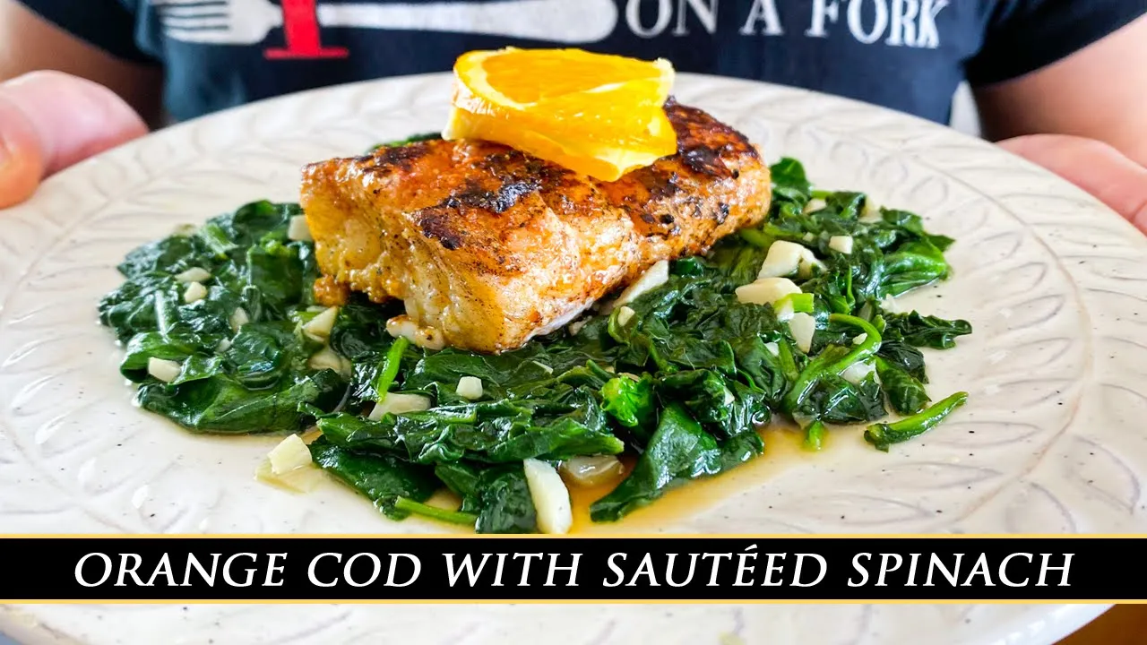 One of Sevillas BEST Dishes   Orange Cod with Sauted Spinach