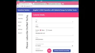 CRUD operation in Angular 6 with material design 1