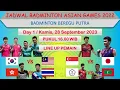 2022 Asian Games Badminton Schedule │ South Korea vs Malaysia │ Thursday, September 28, 2023 │