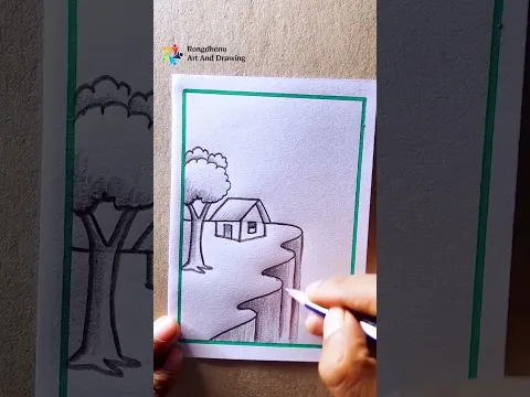 Easy Village Scenery Drawing | Simple Pencil Sketch Step by Step