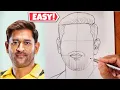 How to draw MS Dhoni outline drawing CSK Dhoni