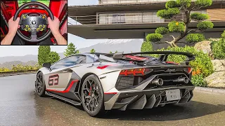 1500HP Lamborghini Aventador SVJ - Forza Horizon 6 | Steering Wheel Gameplay