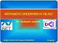 ARITHMETIC OPERATORS IN VB NET