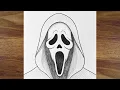 How to Draw Ghostface from Scream Step by Step Easy Halloween Pencil Drawing