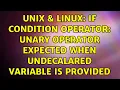 Unix Linux If Condition operator unary operator expected when undecalared variable is provided