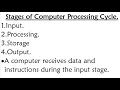 GRADE 7 COMPUTER SCIENCE LESSON 4 Computer Processing Cycle