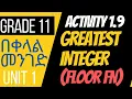 Greatest Integer Floor Function Activity 1 9 Grade 11 Unit 1 Relations and Functions