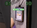 500 000 Pikachu Illustrator Card on his neck
