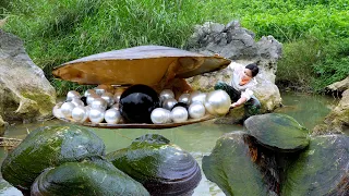 🎁🎁Pry open the giant clam, filled with precious black and white pearls, it's absolutely beautiful