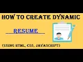 Create Resume Generator Project using Html Css JavaScript