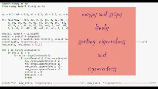linalg sort eigenvalues and eigenvectors explanation in python