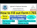 I - 765 Application for Employment Authorization c 9 Category Applying for USA Work Permit