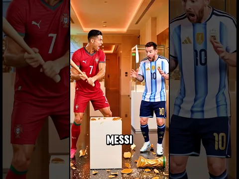 ¡Ronaldo está CELOSO y ROMPIÓ la copa del mundo de Messi😱🏆!   #messi  #cr7 #futbol
