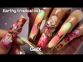 Earthy GelX Nails Tropical nail art how to apply gel x nails Spring nails