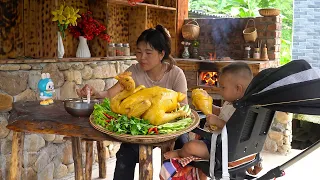 After Days of Caring for It Mother and Son Finally Enjoy Their Giant Chicken Together