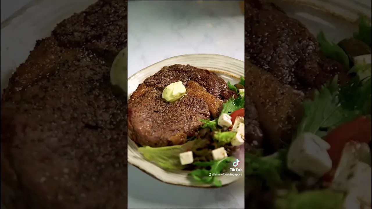 5 mins Air Fried Ribeye Steak and Salad!
