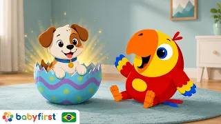 Larry Aprende as Primeiras Palavras! Vocabulário para Bebês | Ovo Surpresa | BabyFirst Brasil
