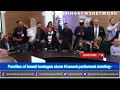 Download Lagu Families of Israeli hostages storm Knesset parliament meeting-