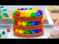 Satisfying Mini Rainbow Cake Recipe With Chocolate [4K] | Amazing Miniature Rainbow Cake Decoration