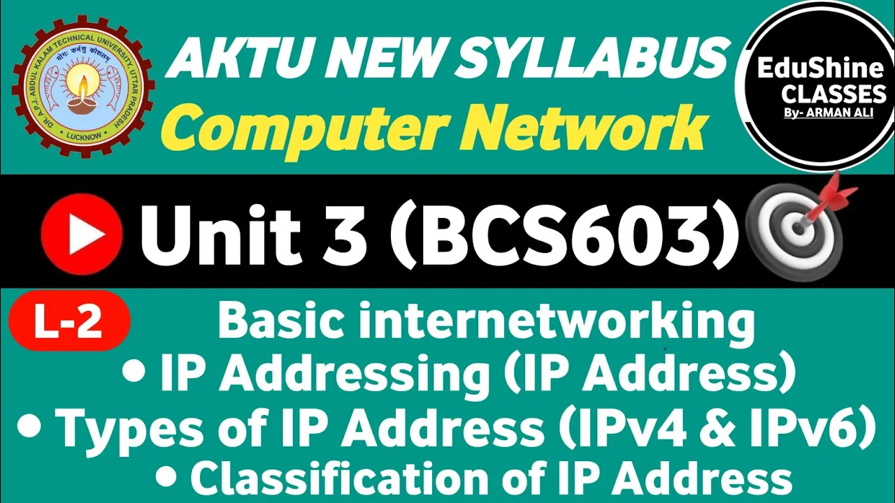 Computer Network BCS603 |Basic internetworking| IP Addressing | IP Address| Types of IP Address|AKTU