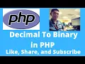 Decimal To Binary in PHP