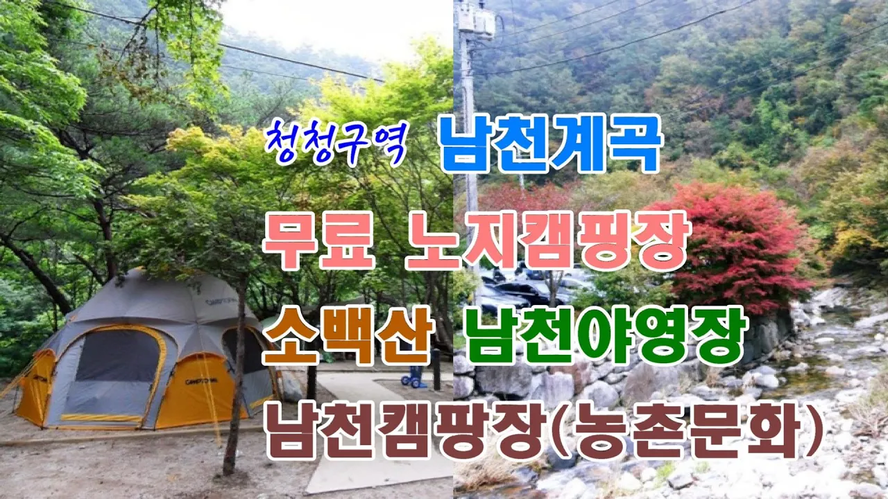 충북 단양 남천계곡 노지캠핑장 [청정구역 취사가 가능한계곡] 소백산 남천야영장 | 남천캠핑장 サムネイル