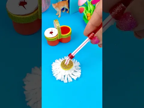 Easy DIY Make a Miniature Mop, DIY miniature cleaning set #shorts #short #shortvideo
