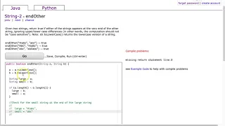 Codingbat - endOther Java