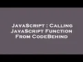 JavaScript Calling JavaScript Function From CodeBehind