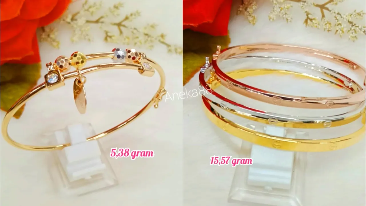 Cincin emas 24 karat, cincin model rantai, berat 3,4 gr, kadar 99%.