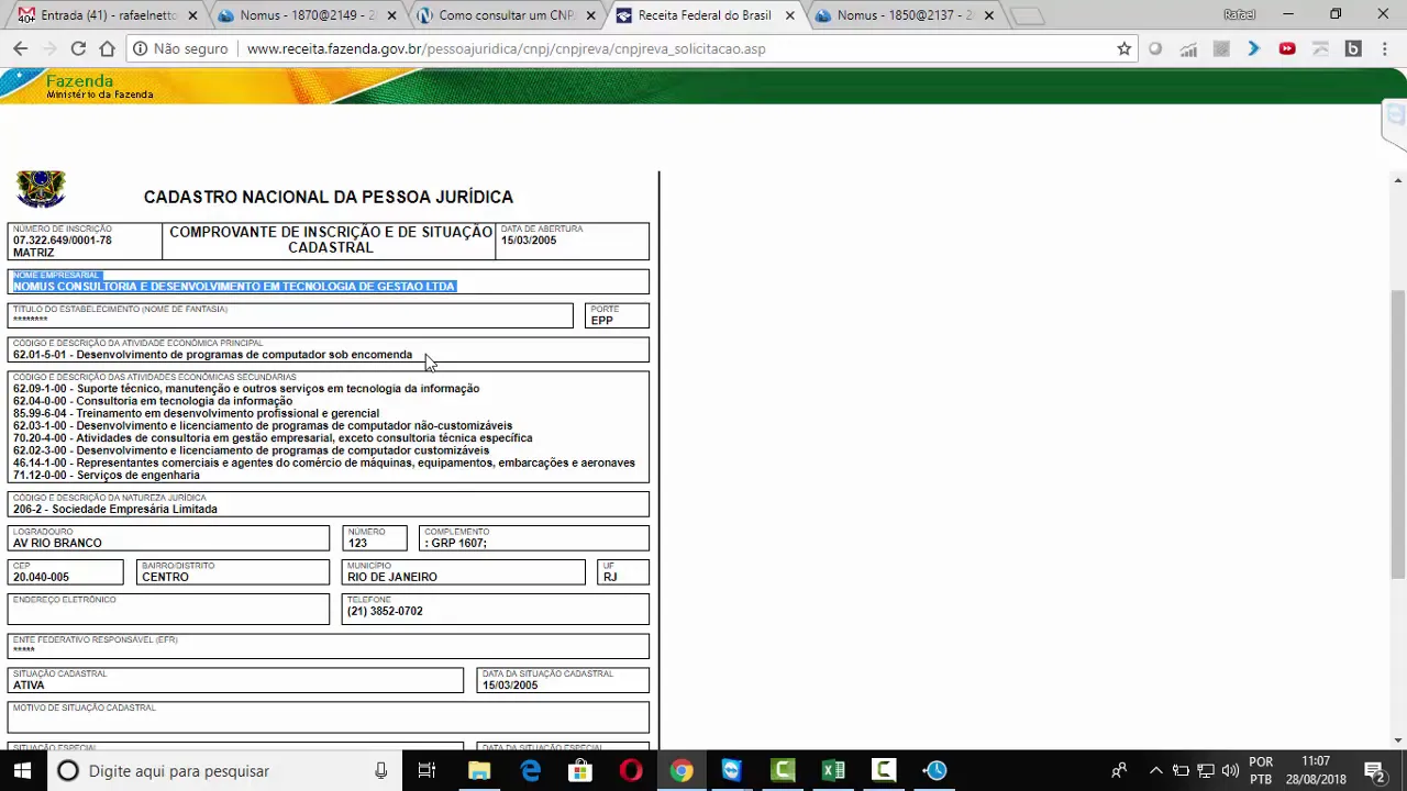 Emitir Cartão do CNPJ no site da Receita Federal do Brasil