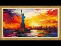 2 Hours of Vibrant Statue of Liberty Sunset Art 4K TV Frame Art Screensaver Relaxing Wall Decor