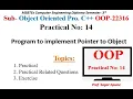 Practical-14 Program to implement Pointer to Object MSBTE OOP 22316