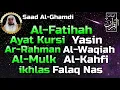 Lagu Al Fatihah, Ayat Kursi, Surah Yasin, Ar Rahman, Al Waqiah, Al Mulk, Al Kahfi, 3 Quls, Saad Al Ghamdi