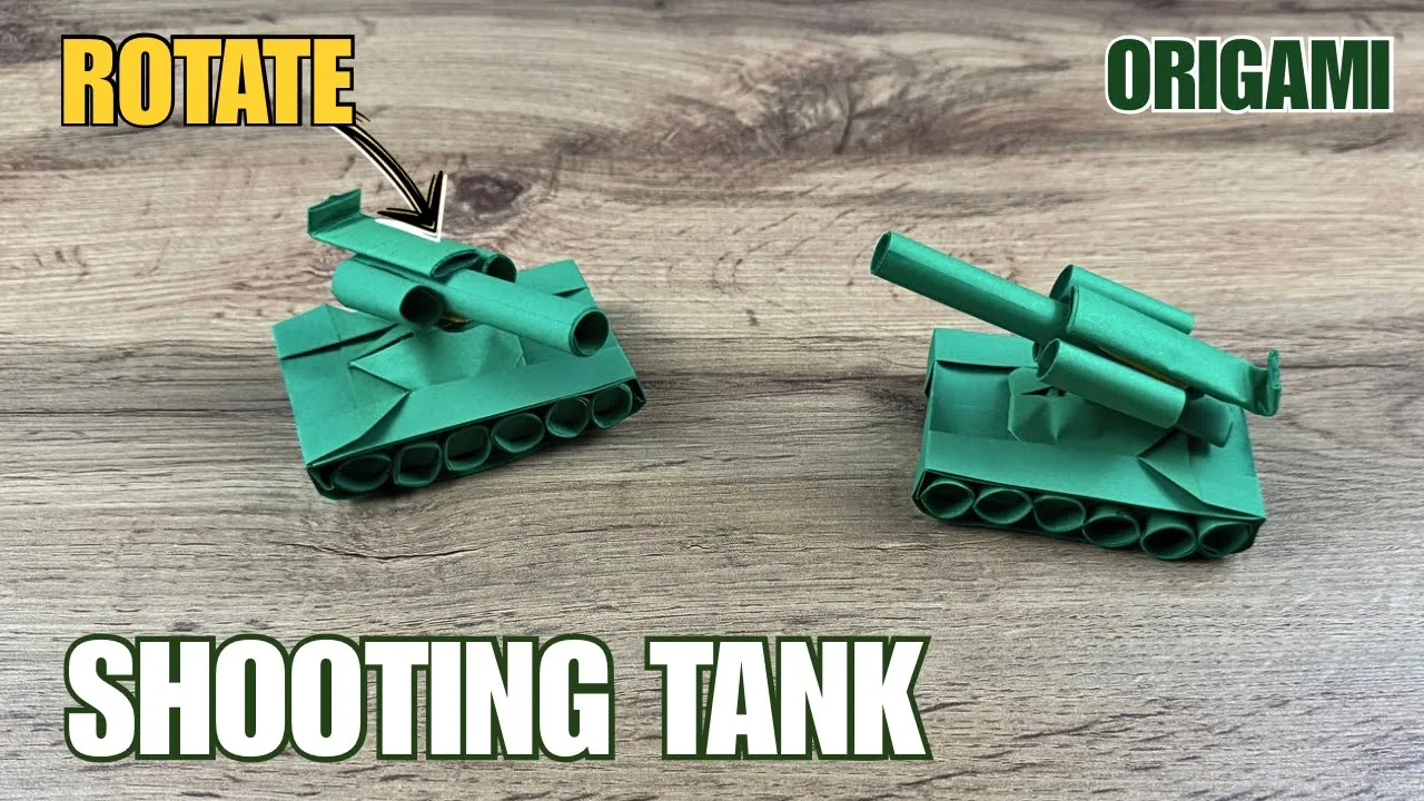 How to Make an Origami Shooting Tank with Rotating Turret 💥 | Paper Tank Tutorial: video thumbnail