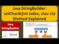 Java StringBuilder setCharAt int index char ch Method Explained Java Tutorial